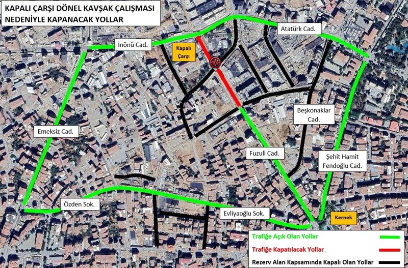 DUYURU Kapalı Çarşı Dönel Kavşak Çalışması